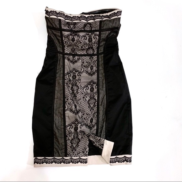 Costa Blanca Black & Ivory Lace Strapless Dress - Picture 5 of 8